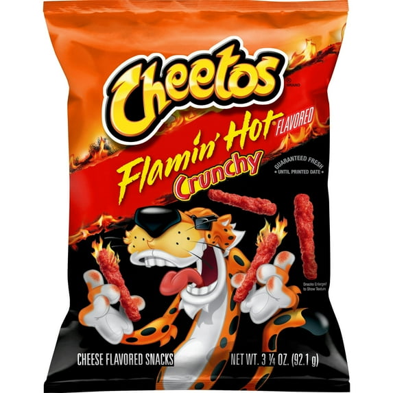 Cheetos Crunchy Flamin' Hot Cheese Flavored Snack Chips, 3.25 oz Bag-Pack Of 5