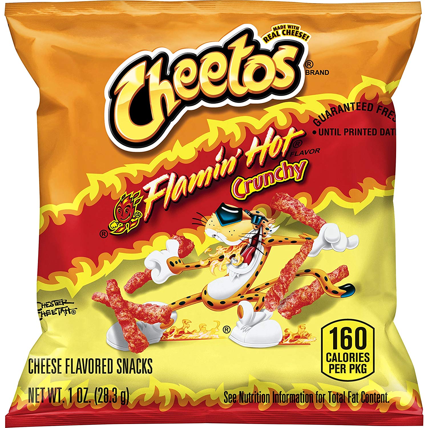 Cheetos Crunchy Flamin' Hot Cheese Flavored Snacks, 1 oz Bags, 40 Count - image 1 of 4