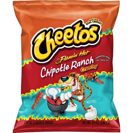 Cheetos Crunchy Flamin' Hot Chipotle Ranch Cheese Flavored Snacks, 8.5 oz Bag