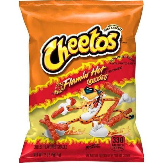 Cheetos Crunchy Flamin Hot Crunchy Cheese Flavored Snacks, 2 Ounce -- 64 per Case.