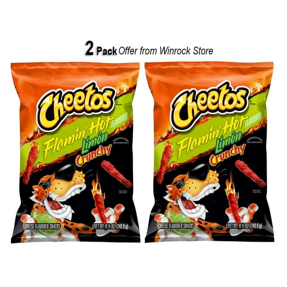 Cheetos, Crunchy Flamin' Hot Limon, Cheese Flavored Snacks, 8.5 Ounce (2 Pack)