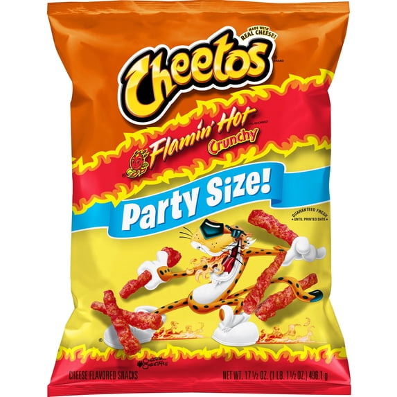 Cheetos Crunchy Flamin Hot Party Size Cheese Snacks, 17.5 oz Bag