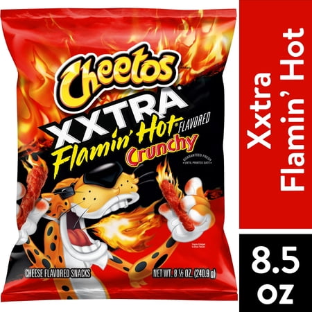 Cheetos Crunchy XXTRA Flamin' Hot Cheese Flavored Snack Chips, 8.5 oz Bag (Packaging may vary) Pack of 1.