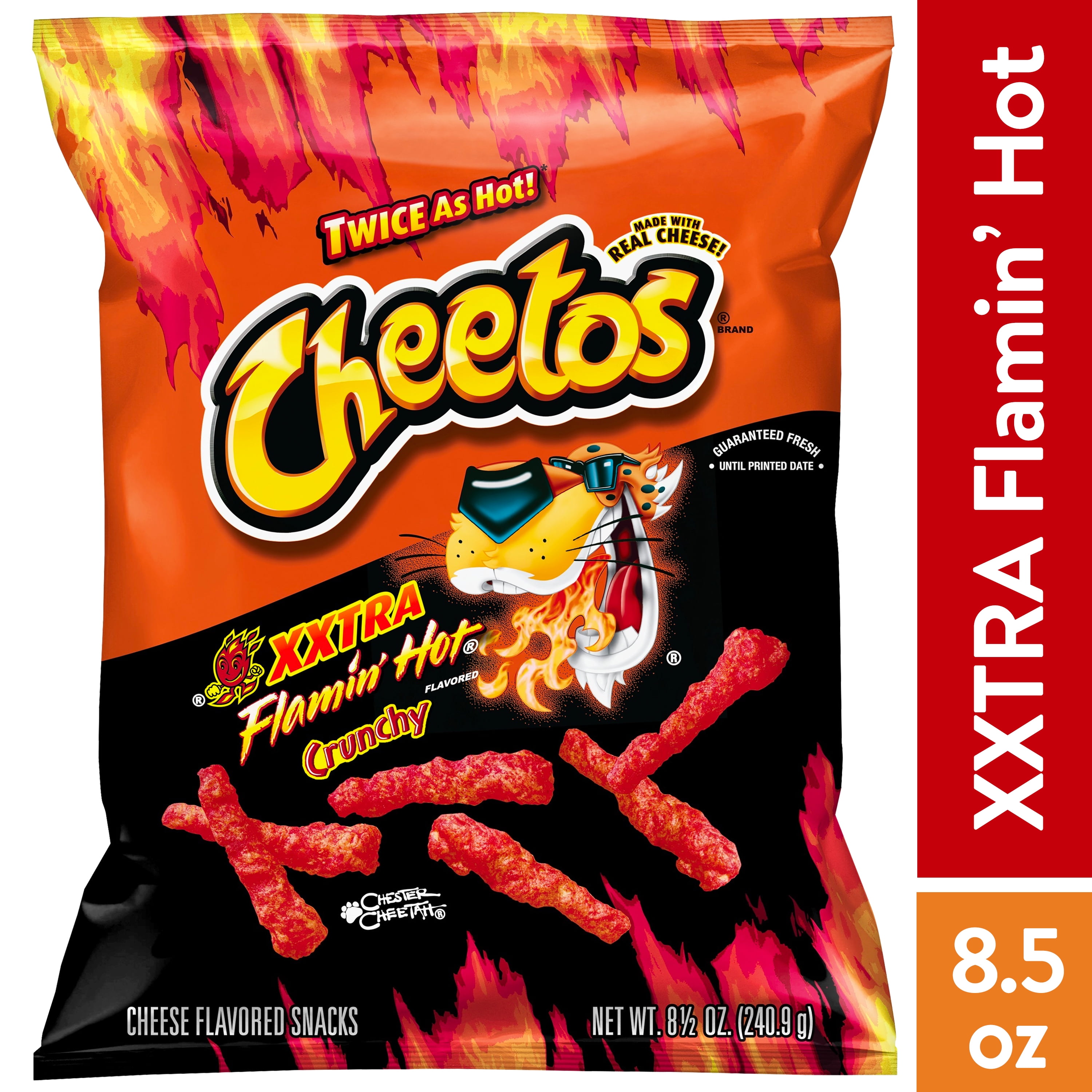 Cheetos Crunchy XXTRA Flamin' Hot Cheese Flavored Snack Chips, 8.5 oz Bag 