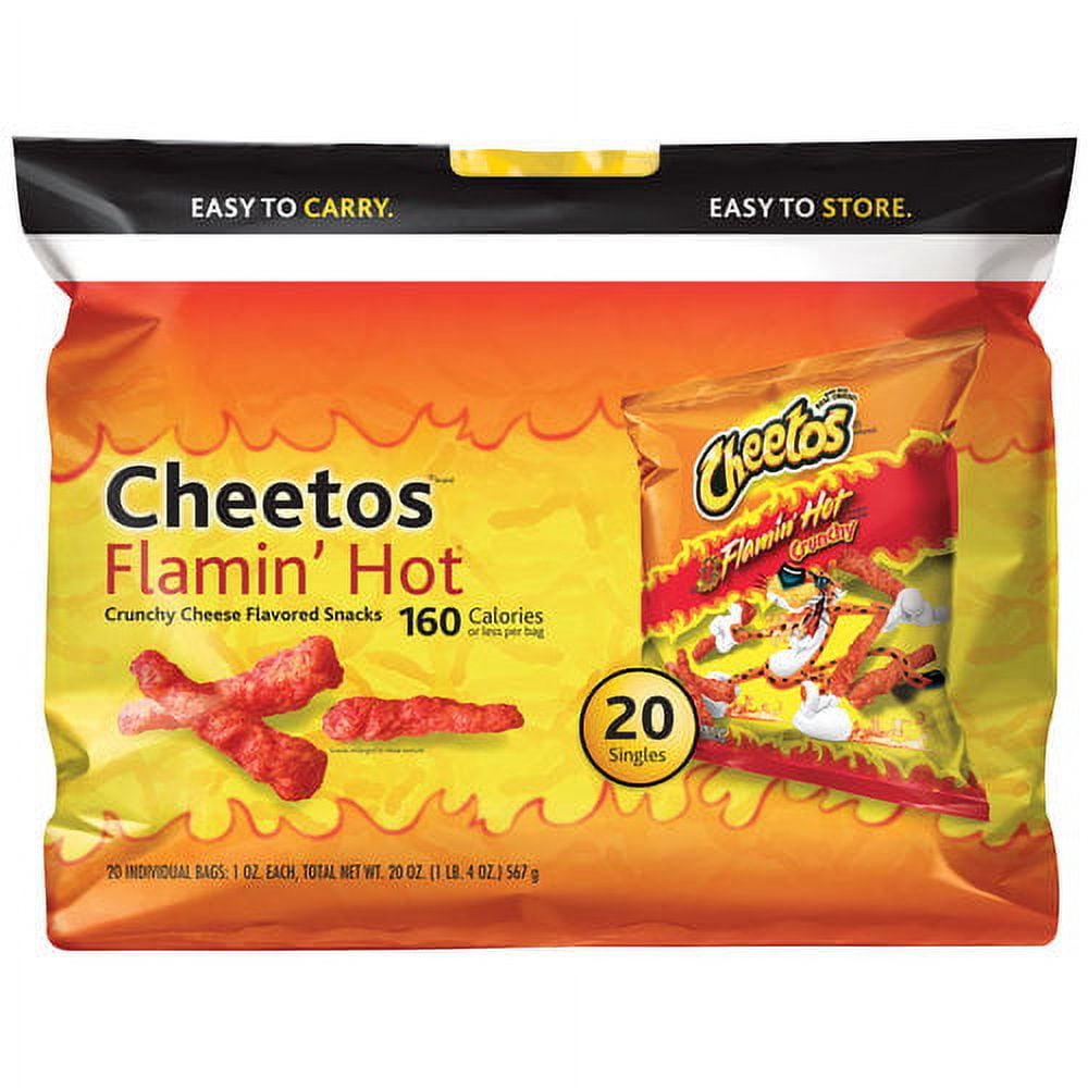 Cheetos Crunchy Flamin' Hot Cheese Flavored Snacks, 1 Oz (Pack of 40) –  AERii