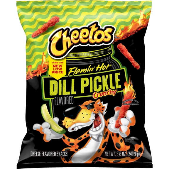 Cheetos Flamin' Hot Dill Pickle Crunchy Cheese Flavored Snacks, 8.5 oz Bag