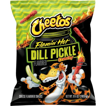 Cheetos Flamin' Hot Dill Pickle Crunchy Cheese Flavored Snacks, 8.5 oz Bag