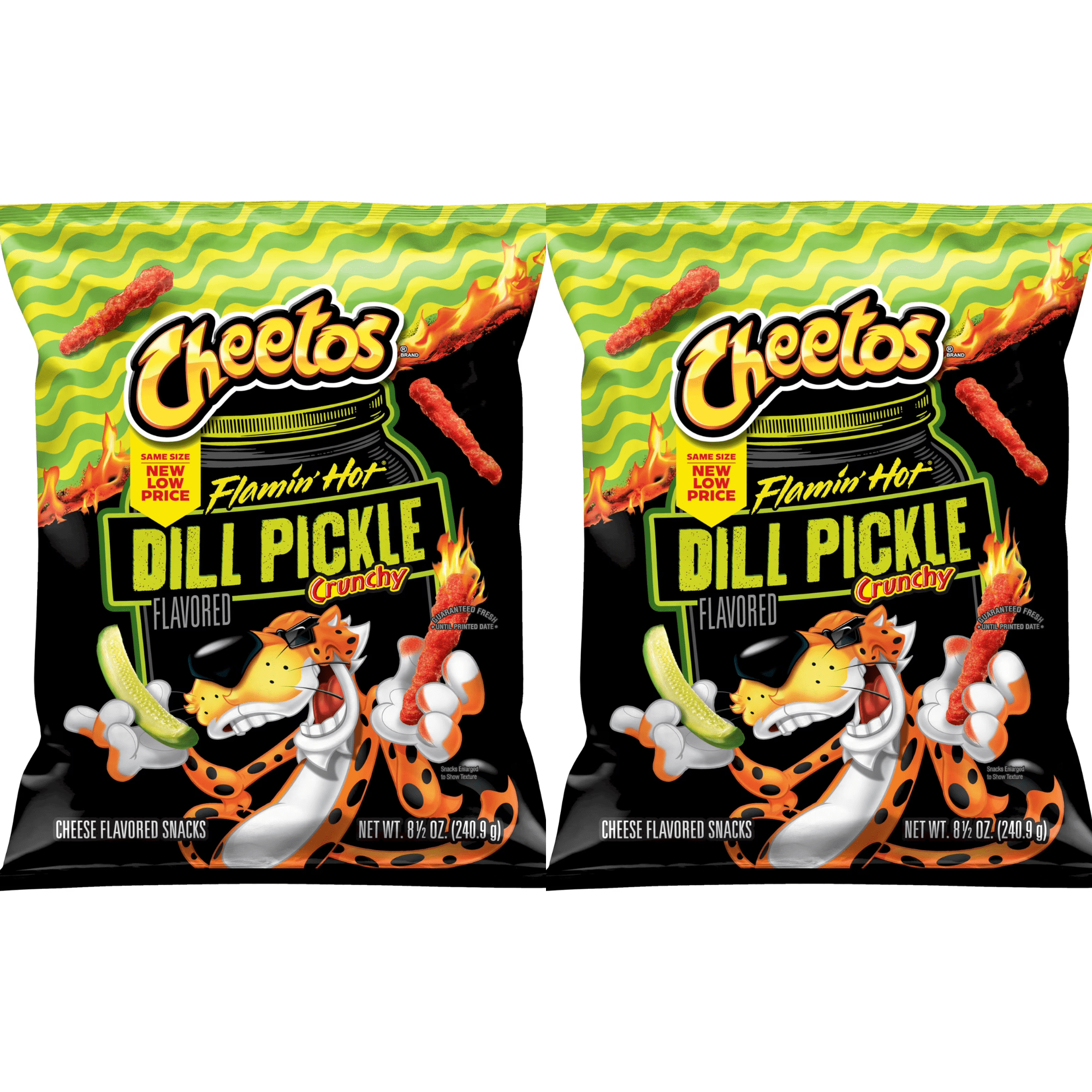 Cheetos Flamin' Hot Dill Pickle Crunchy Cheese Flavored Snacks, 8.5 oz Bag (2 Pack )