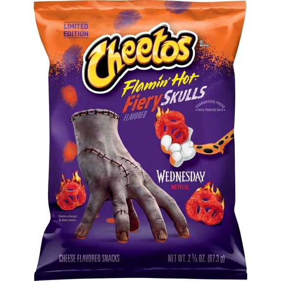 Cheetos Cheese Flavored Snacks Flamin Hot Fiery Skulls Flavored 2.375 Ounce Bag