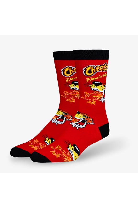 Cool Socks Cheetos Flamin Hot Novelty Crew Socks Unisex Large Red Snack Graphic Gift for