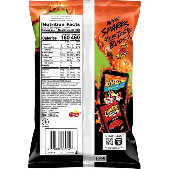Cheetos Flamin Hot Limon Crunchy Cheese Flavored Snacks 2.8 oz - Pack of 1