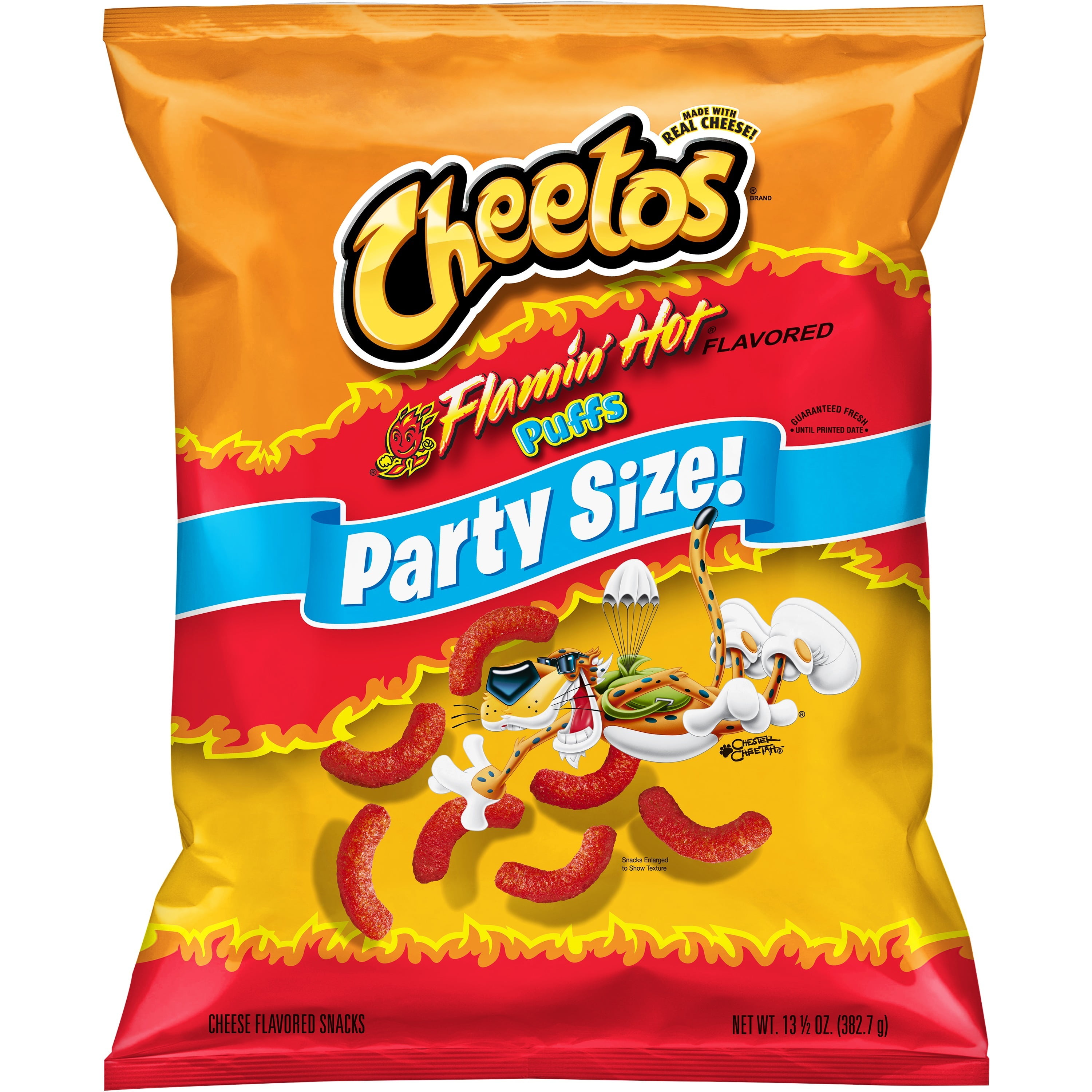 Cheetos Flamin' Hot Puffs Cheese Flavored Snacks, Party Size, 13.5 oz Bag