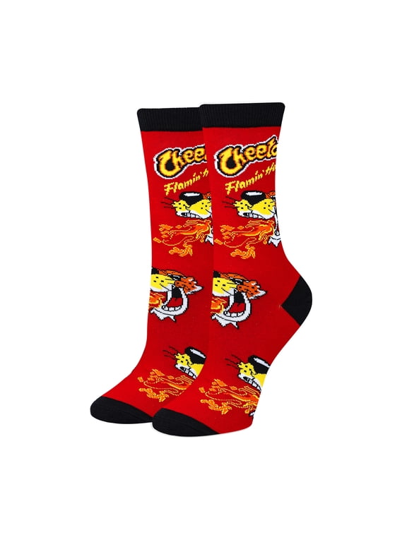 Cool Socks Cheetos Flamin Hot Snack Foodie Crew Socks, Size Medium