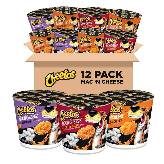 Cheetos Mac &UMRT Cheese Cups, 3 Flavor Variety Pack, (Pack of 12)