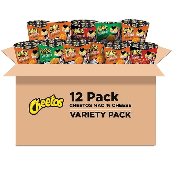 Cheetos Mac 'N Cheese, 3 Flavor Variety Pack, Mac and Cheese, Macaroni & Cheese, 2 oz Cups, 12 Count