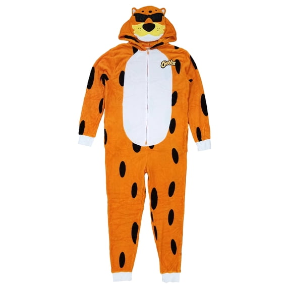 Cheetos Mens Chester Cheetah Fleece Costume Union Suit Hooded Pajamas Large