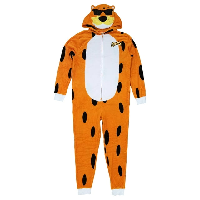Cheetos Mens Chester Cheetah Fleece Costume Union Suit Hooded Pajamas X