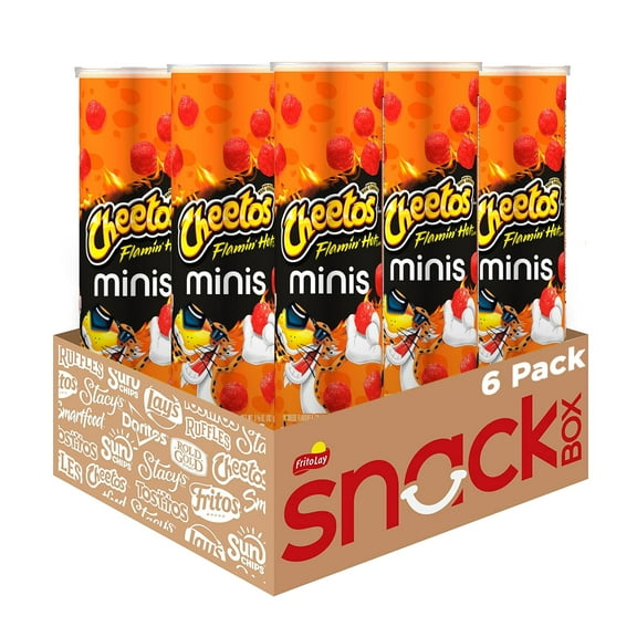 Cheetos Minis Canisters Flamin Hot Cheese Flavored Snack Chips, 6 Count Canisters Multipack (Packaging may vary) - 2 Pack