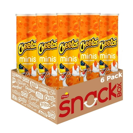 Cheetos Minis Cheddar Flavored Puffed Snack Chips Canisters, 6 Count Multipack