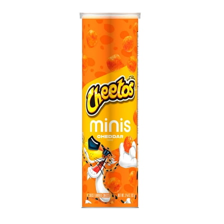 Cheetos Minis Cheddar Flavored Snack Chips, 3.625 oz, Canister