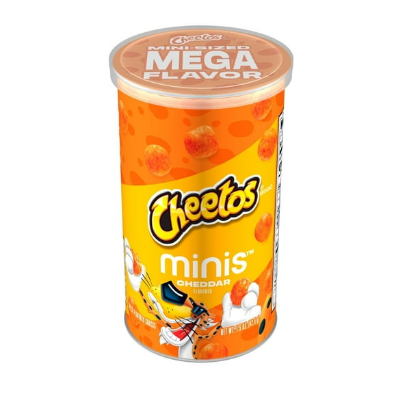 Cheetos Minis Cheddar Flavored, Snack Chips Single Serve Canister 1.5 oz