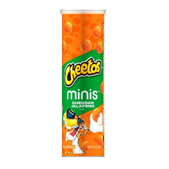 Cheetos Minis Cheddar Jalapeno Cheese Flavored Snacks, 3.625 Ounce Cannister pack of 2