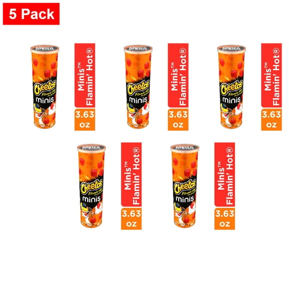 Cheetos Minis Flamin Hot Cheese Snacks Stacks Chips 2.63 oz - 5 Pack