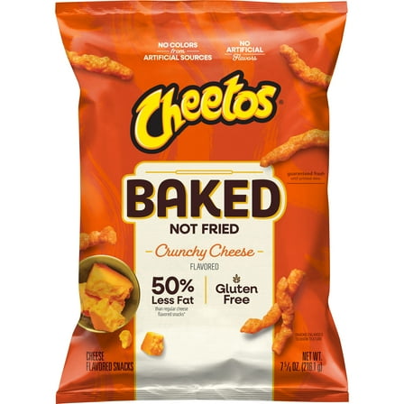 Baked Cheetos Crunchy 50% Less Fat Cheese Flavored Snacks Bag, 7.625 oz