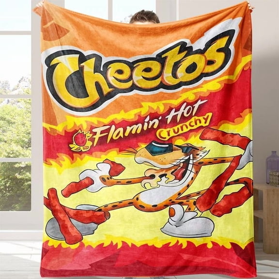 Cheetos Pattern Flannel Blanket, 1 Count Soft Comfortable Warm Throw, Air-conditioned Room Blanket, Room Accessories Warm Nap Blanket for Home Office Travel Camping, Throw Blankets