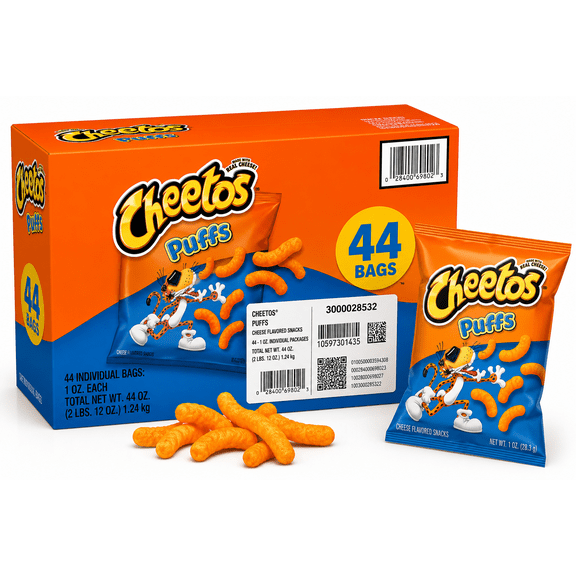 Cheetos Puffs Cheese Flavored Snacks, Individually Wrapped, 44-Count
