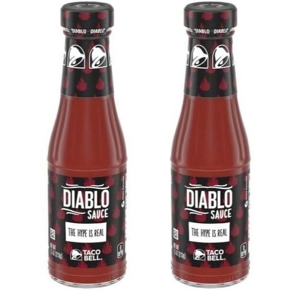 Taco Bell Diablo hot sauce: Signature Taco Bell hot spicy sauce - 7.5oz Bottle - Pack of 2