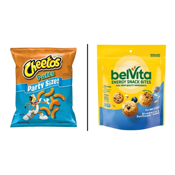 Cheetos Puffs Cheese Snacks - Party Size & belVita Energy Snack Bites - Blueberry & Sunflower Seed