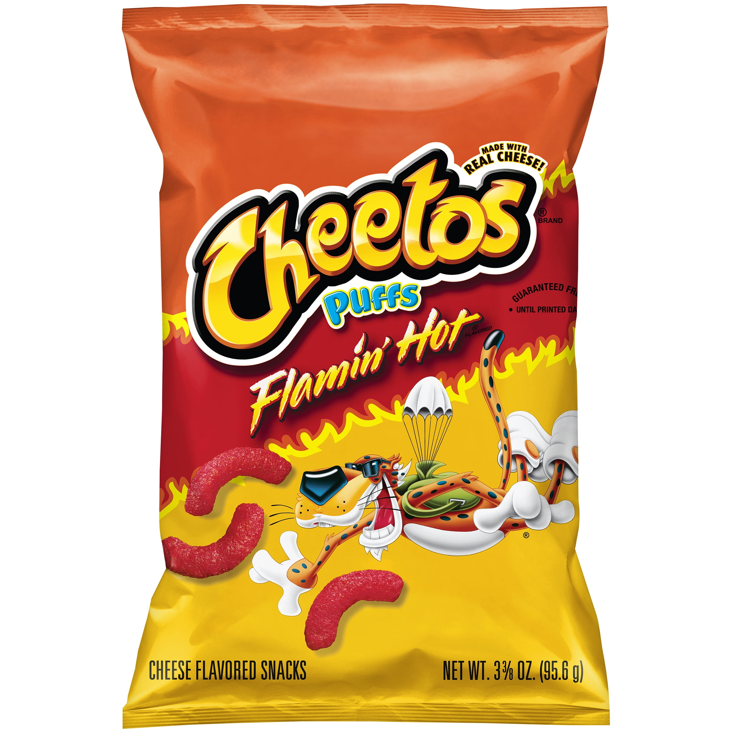 Cheetos FLAMIN HOT PUFFS Cheese Flavored Snacks Chips 8oz (3 Bags)