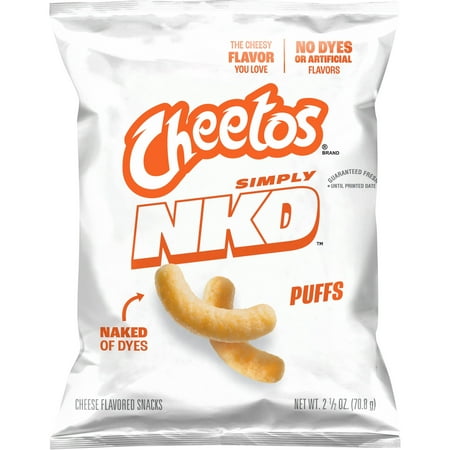Cheetos Simply NKD No Dyes No Artificial Flavors Puffs Cheese Flavored Snacks Bag, 2.5 oz