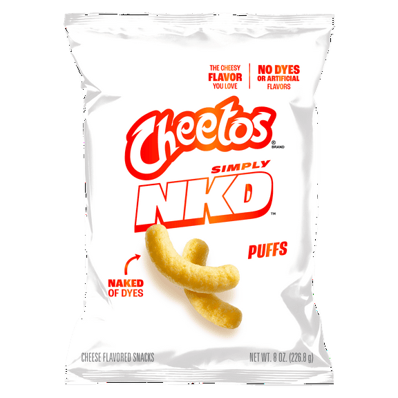 Cheetos Simply NKD, No Dyes No Artificial Flavors Puffs Cheese Flavored Snacks Bag, 8 oz