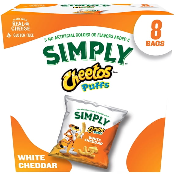 Cheetos Simply Puffs Cheese White Cheddar Flavored Snacks, 8 Count