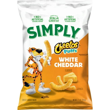 Cheetos Simply Puffs White Cheddar Cheese Flavored Puffed Snacks, 2.5 oz Bag