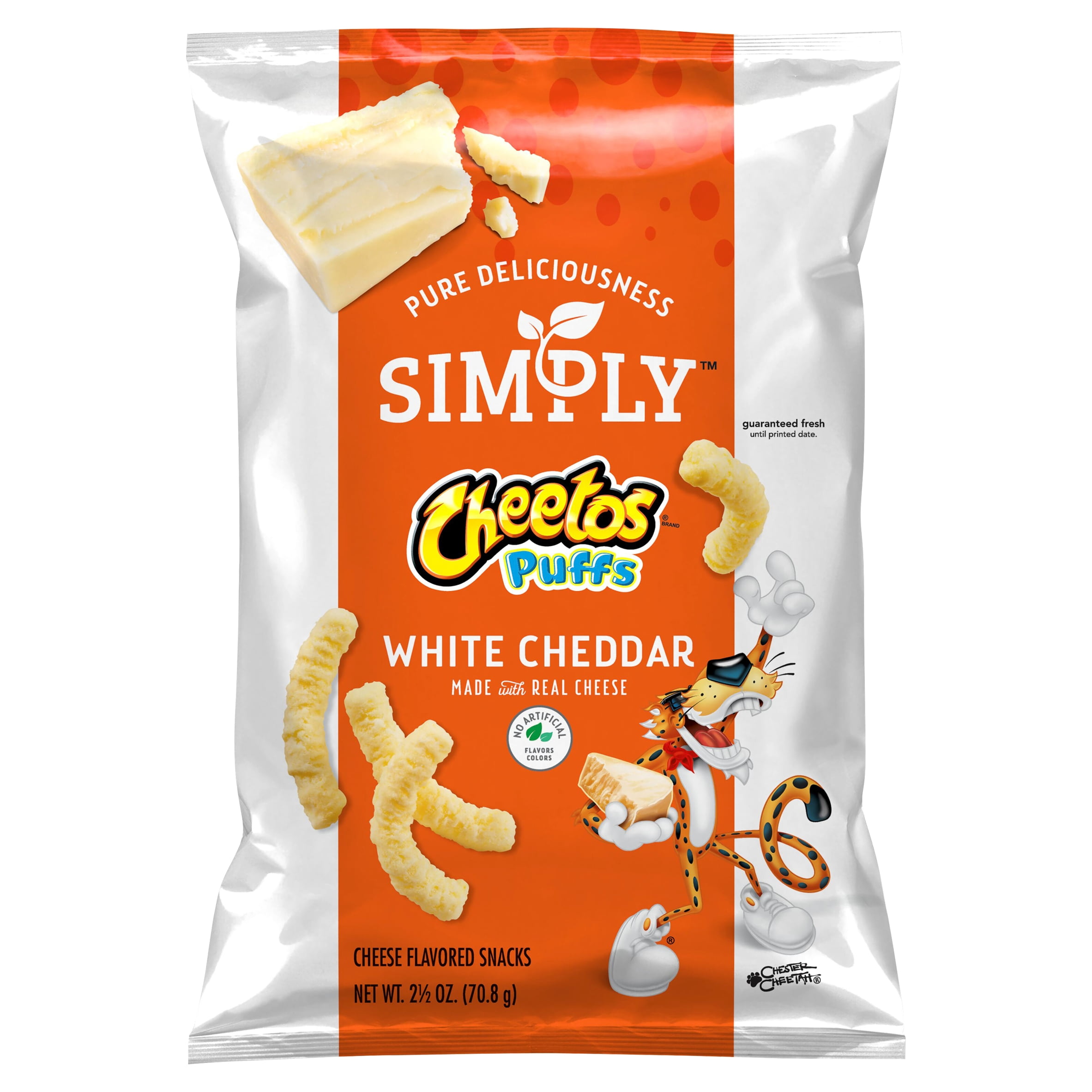 Cheetos Simply Puffs White Cheddar Cheese Flavored Puffed Snacks, 2.5 oz Bag