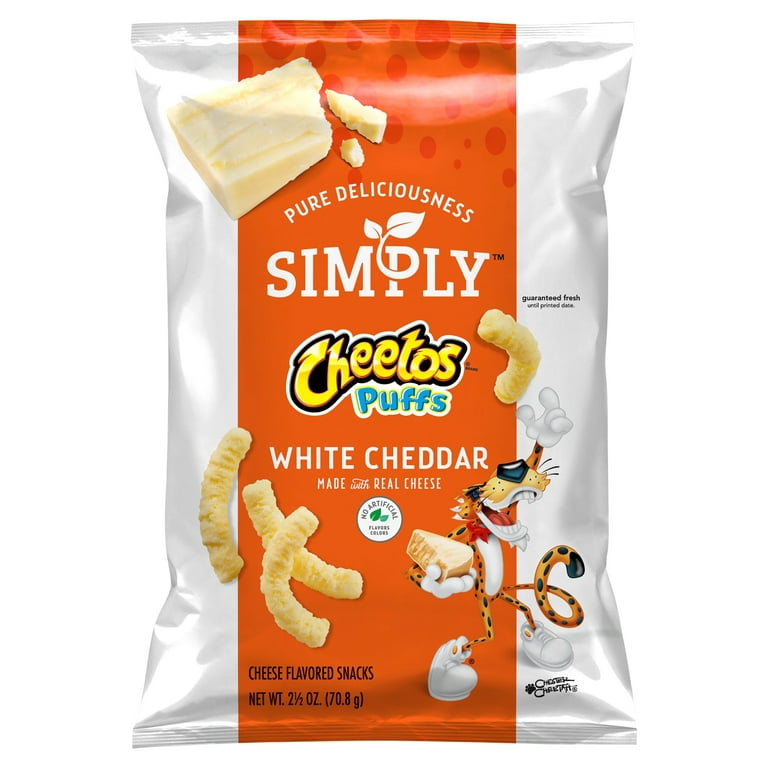 Cheetos Simply Puffs White Cheddar Cheese Flavored Puffed Snacks, 2.5 oz Bag