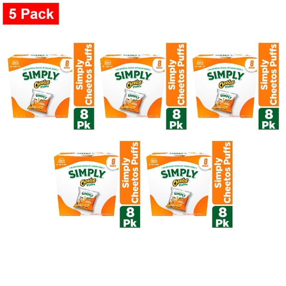 Cheetos Simply White Cheddar Puffs Chips Multi Pack 8 ct - 5 Pack
