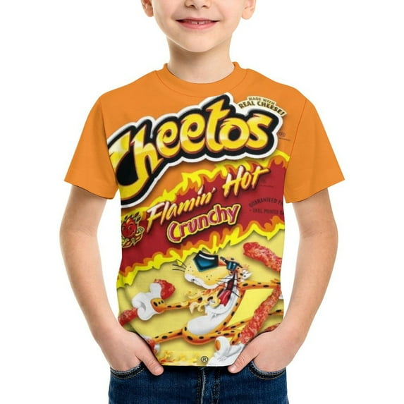 Cheetos T-Shirt for Boys And Girls, Funny Kids Short Sleeve Tee Shirts, 3D Print Novelty Graphic Tee Shirt, Comfortable Breathable Fabric