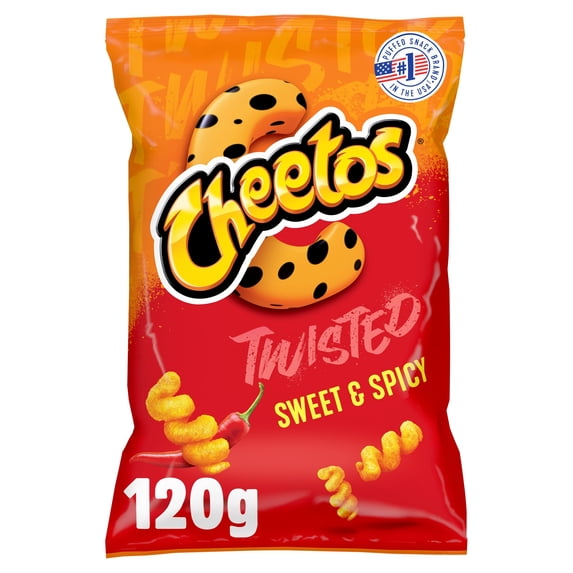 Cheetos Twisted Sweet & Spicy Sharing Bag Crisps 120g, Imported from Britain