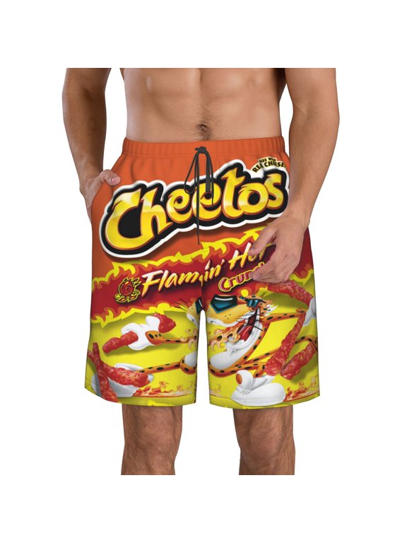 Cheetos Vintage Mens Beach Shorts Funny Elastic Waist Quick Dry Swim Trunks S