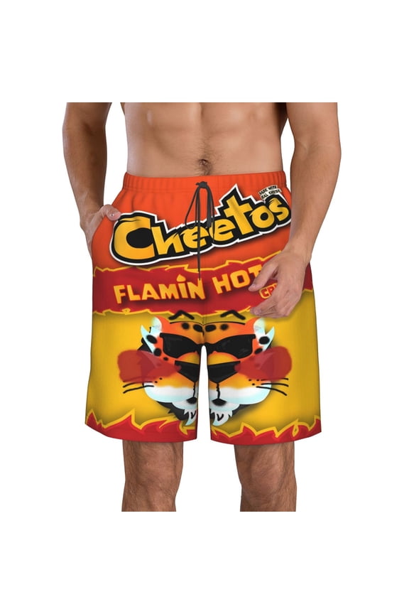 Cheetos Vintage Mens Beach Shorts Funny Elastic Waist Quick Dry Swim Trunks S