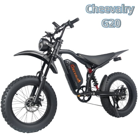 Cheevalry G20 3000W Off-Road Electric Mountain Bike, 48V 20AH, 37MPH Top Speed, 55 Miles Range, 20" Tires