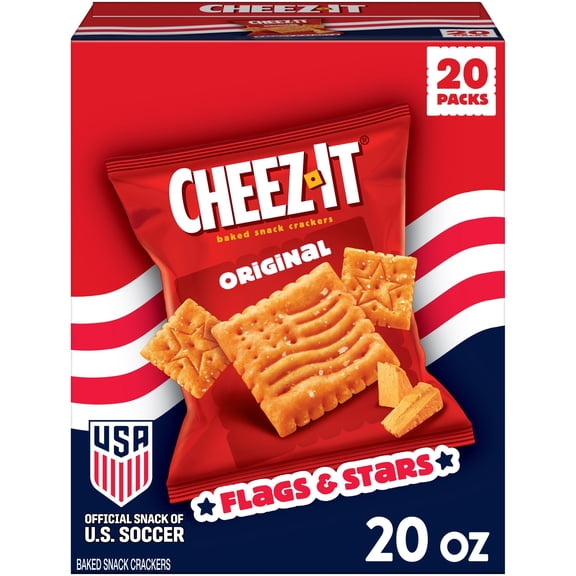 Cheez-It Flags and Stars Baked Snack Crackers, July 4 Snacks, 20 Count