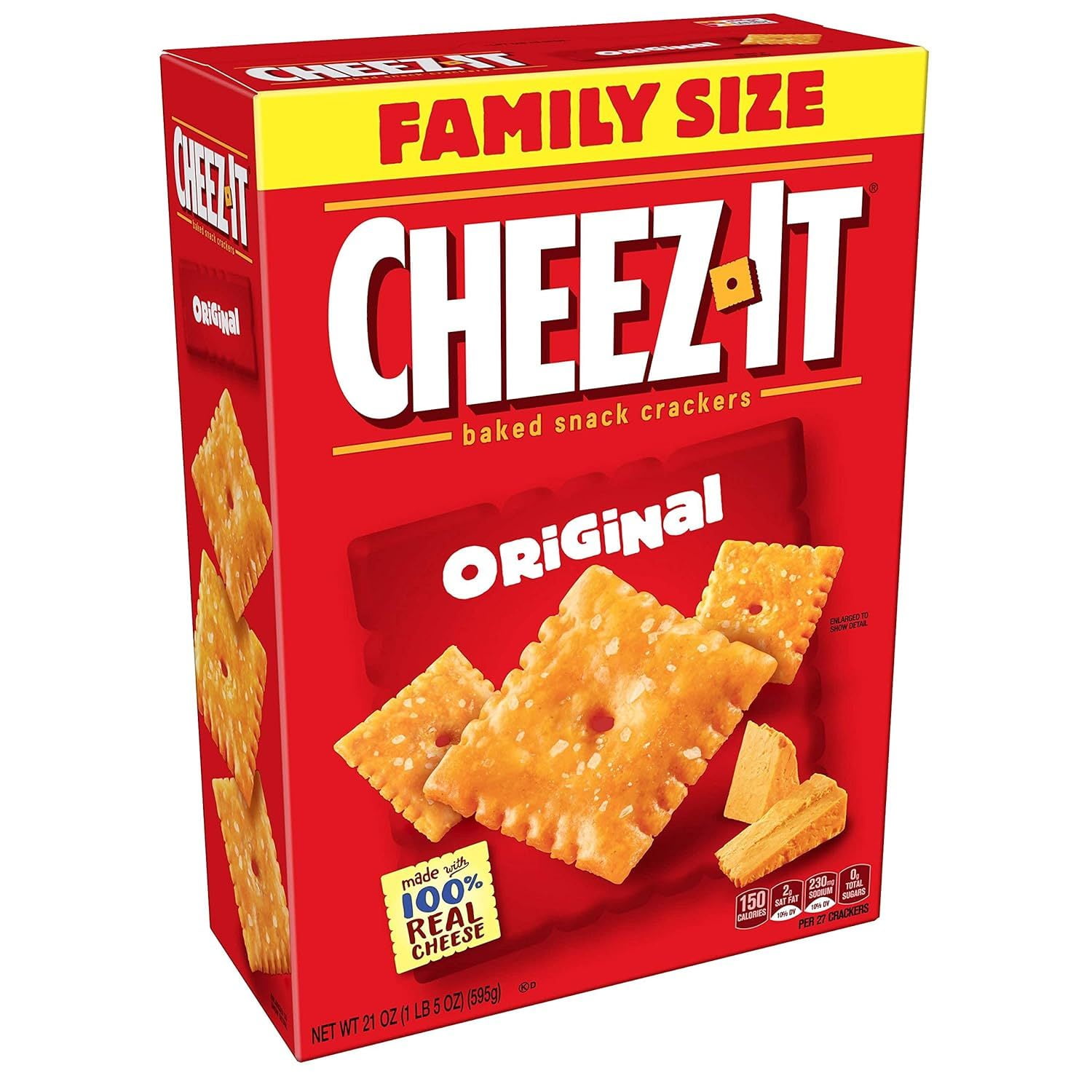 Cheez-It Baked Original Cheese Crackers Family Size, 21 Oz. - SET OF 3