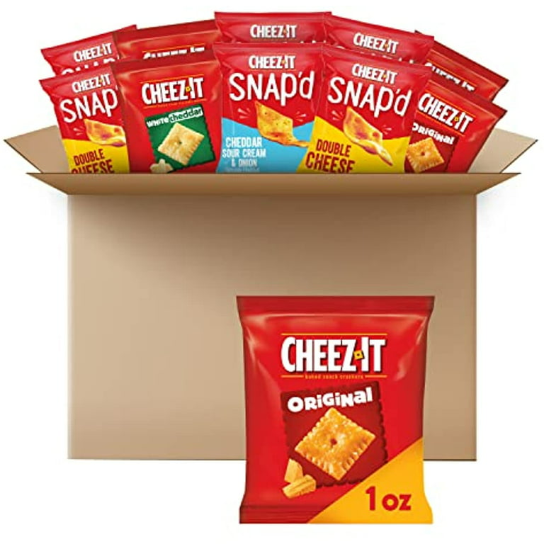 Cheez-It Baked Snack Cheese Crackers, 4 Flavor Variety Pack, School Lunch  Snacks, Single Serve Bag (42 Bags) 