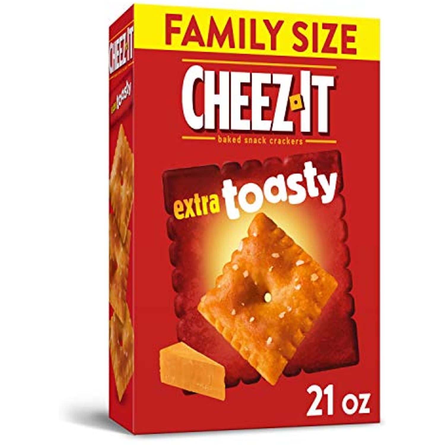 CheezIt Baked Snack Cheese Crackers, Extra Toasty, Family Size, 21Oz