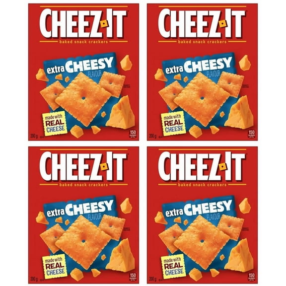 Cheez-It Baked Snack Crackers Extra Cheesy Flavor, 200g (4 Pack)
